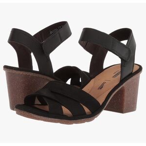 Clarks Black Strappy Block Heel Sandals